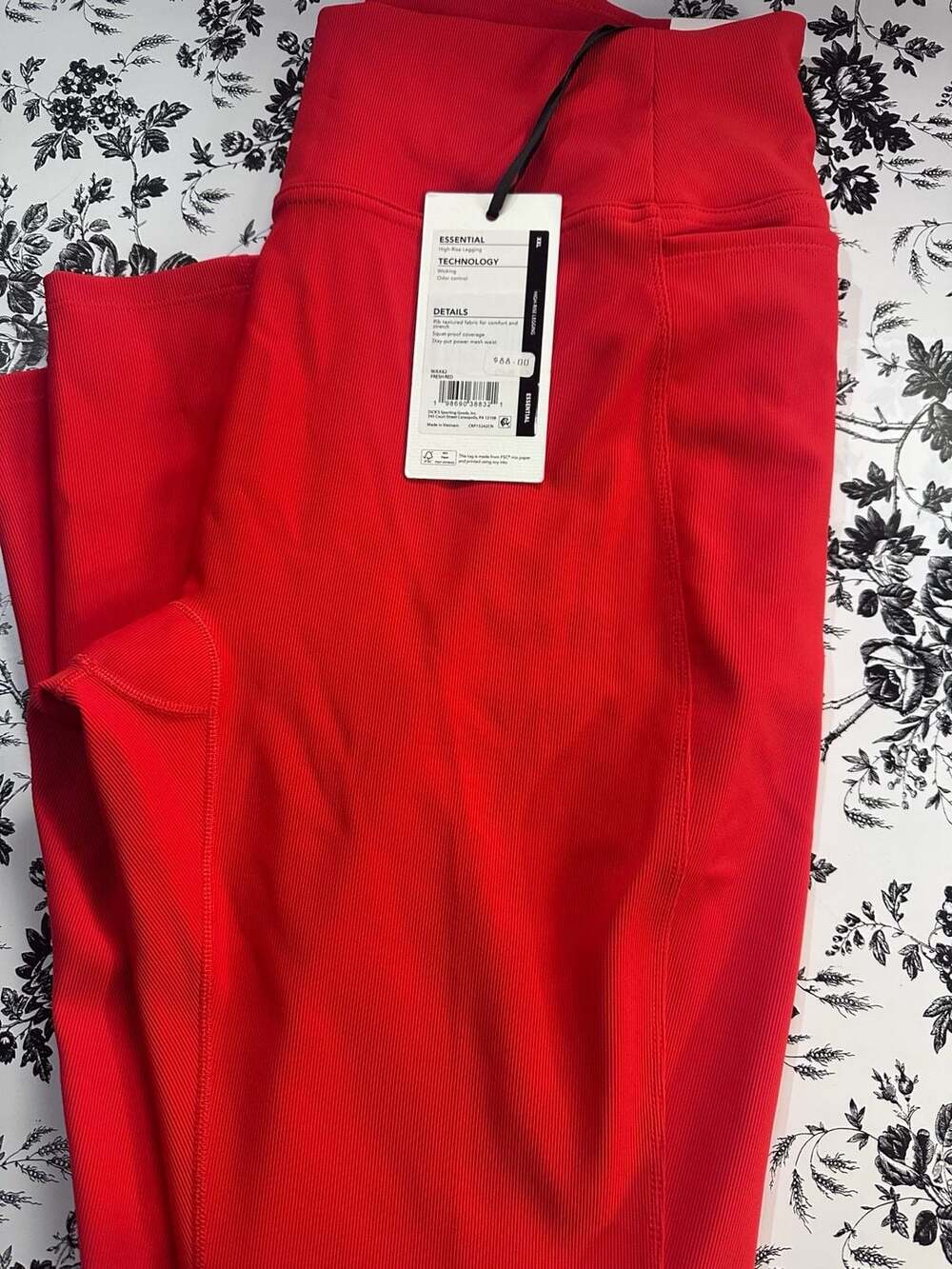 CALIA Women's Essential High-Rise Ribbed Legging in Fresh Red